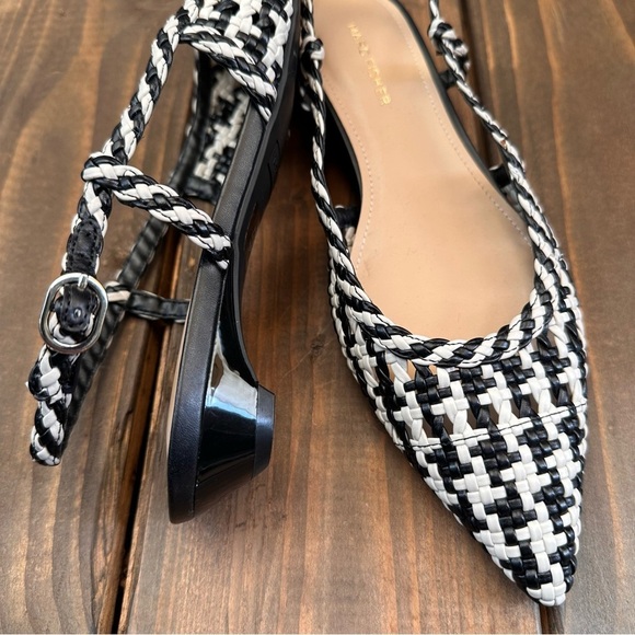 BRAND NEW Marc Fisher Woven Slingback Flats Black & Natural Size 9.5 Medium - Picture 3 of 8